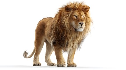 Obraz premium Majestic Lion on Isolated Background with Detailed Fur Texture