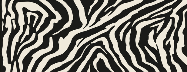 Fototapeta premium Vector trendy zebra fur print. Animal fur, vector background for Fabric design, wrapping paper, textile and wallpaper. Exotic wild animalistic skin texture