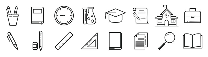  school and education icons set illustration isolated © Imad