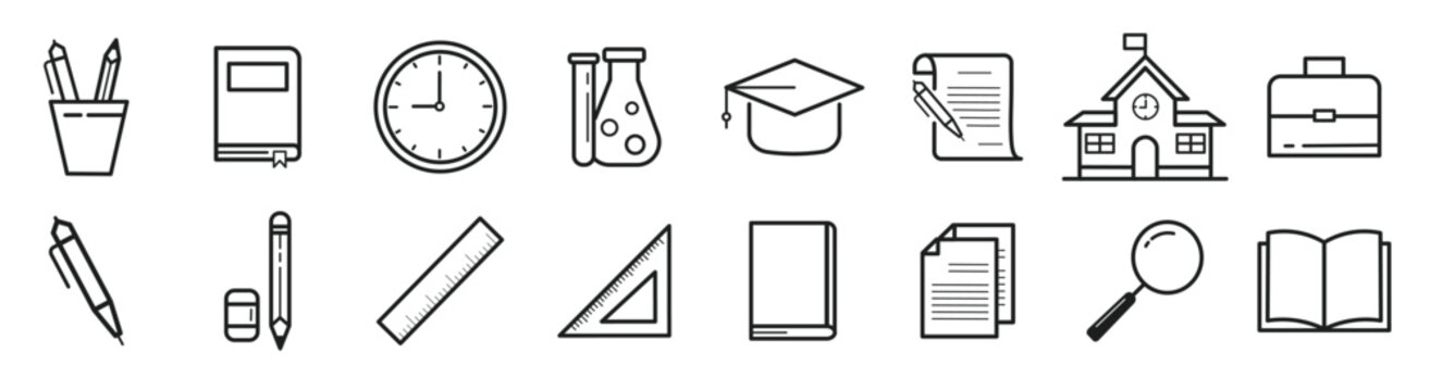  school and education icons set illustration isolated