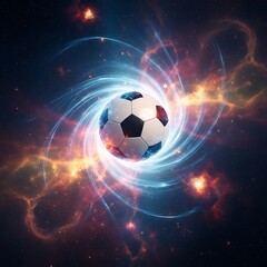 Fototapeta premium Cosmic Soccer Ball Vortex Galaxy Universe.