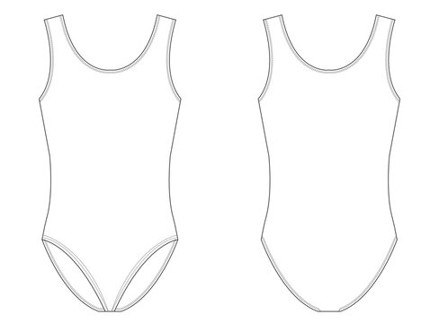 RAD leotard CAD | leotard technical drawing | basic leotard front and back | dancewear technical drawing