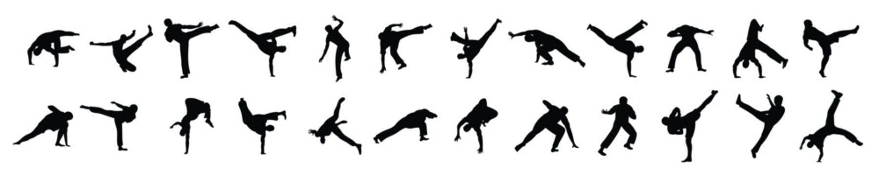 set of capoeira illustration silhouettes