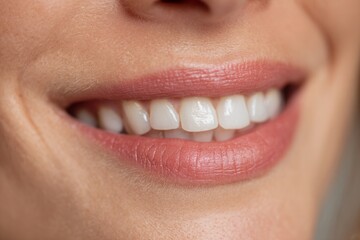 Close up of healthy white teeth and natural smile