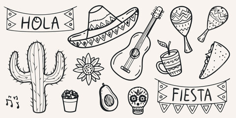 A collection of hand drawn mexican themed illustrations and lettering © NaderAli