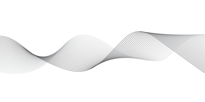 Modern Minimalist Monochrome Wave Pattern with Black and Gray Flowing Lines, Layered Smooth Curves and Rhythmic Motion in Abstract Digital Wireframe Design.