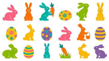 easter bunny egg icon set