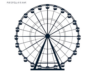 A vintage illustration of a large ferris wheel with intricate details and patterns. isolated on transparent background © Mafijul