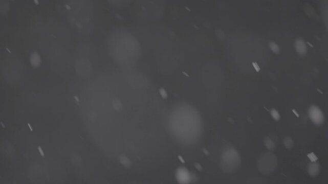 Slow motion falling snow particles on background, cinematic winter atmosphere with dense blizzard effect, swirling flakes, bokeh for overlays. ProRes 422, 10 bit ungraded C-LOG2, Slow motion video.