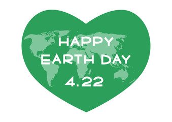 ースデーのイラスト 緑色ハートの地球