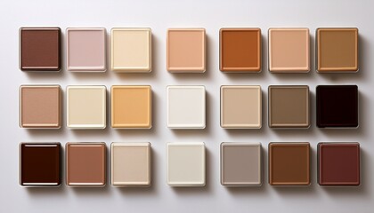 Fototapeta premium selection of neutral paint swatches arranged in a grid on a clean white background showcasing a range of soft muted colors for design inspiration