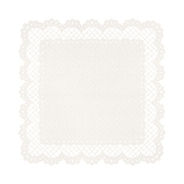 Square white lace doily, a delicate and elegant design.