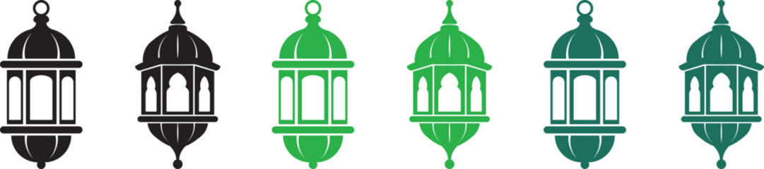 A row of colorful lanterns on a white background © Progotibd303