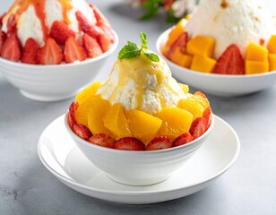 Koreanisches Bingsu mit Fr&uuml;chten