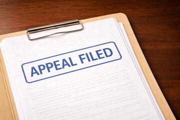 Appeal filed document on wooden desk, legal paperwork concept, background © dvoevnore