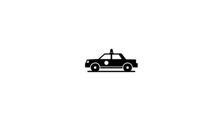 Naklejka premium Black graphic of a sedan taxi cab with a roof light on a white background