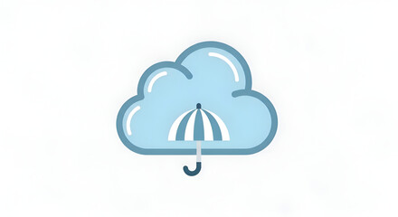 Cloud Security Concept: This image illustrates cloud security with a cloud icon paired with an umbrella, symbolizing protection and safety.