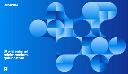 Mosaic pattern with circles shapes. Abstract bauhaus geometric shapes with metaball fusion. Background design.