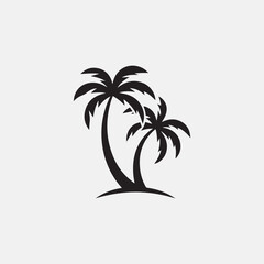 Obraz premium Tropical Palm Tree Silhouette Icon Vector