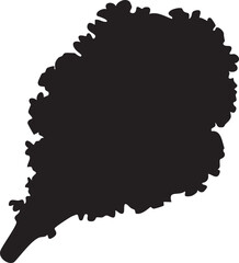 Obraz premium A black silhouette of a leaf with detailed edges and stem
