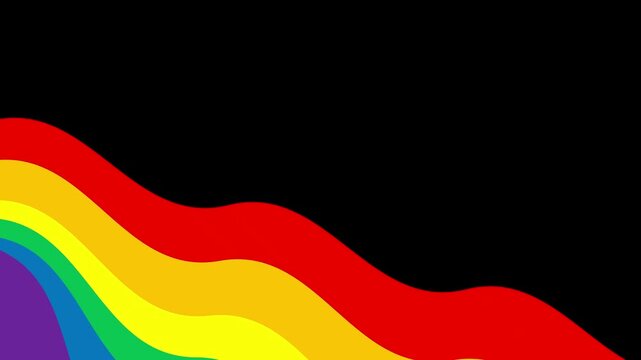 Pride Month animated background illustration of rainbow flag animation with copy space