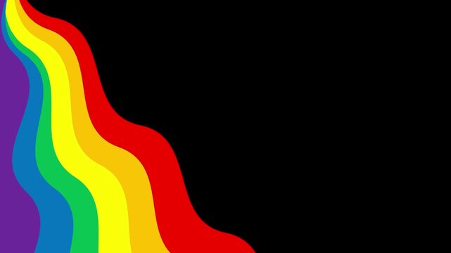 Pride Month animated background illustration of rainbow flag animation with copy space