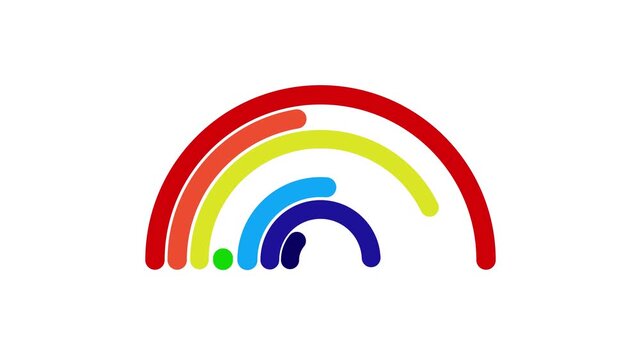 Vibrant rainbow loop elements with playful curved strokes, seamless motion graphics ideal for celebration themes and digital content.