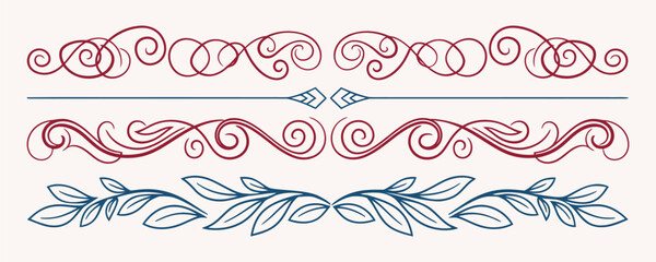 Collection of ornate swirling line designs and floral patterns © ali mithu
