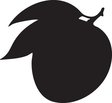 Black silhouette of a fruit with leaves