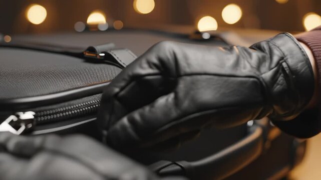 Hand in glove zipping suitcase