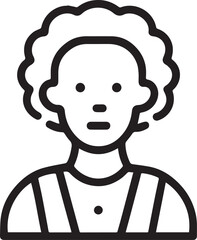 Obraz premium Old Woman Black and White Avatar Illustration in Minimal Line Art Style Design