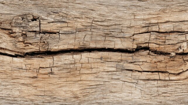 Wooden surface with a lot of cracks and holes. The wood appears to be old and weathered, giving the impression of a natural, rustic texture. The cracks and holes create a sense of depth