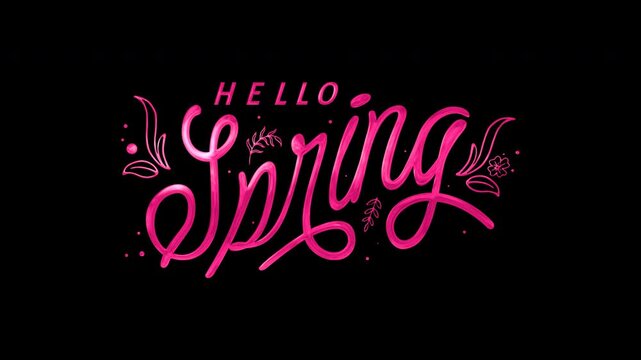 Animated Text Hello spring in elegant script suitable for springthemed designs, invitations, greeting cards, social media posts, and seasonal promotions.