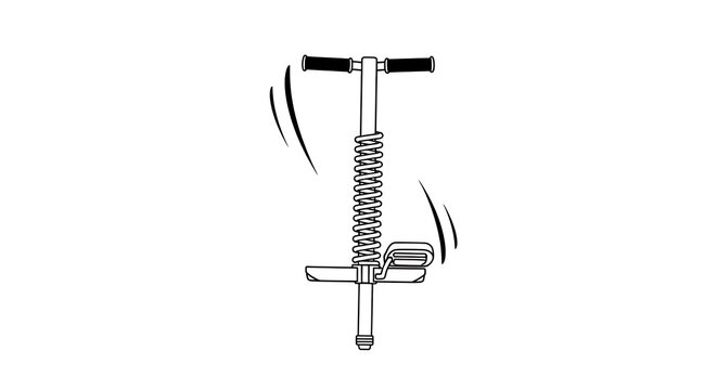 Bouncing Pogo Stick Playful Outline Art