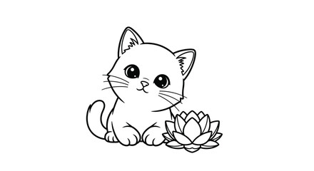 Obraz premium Cute Kitten with Succulent Plant
