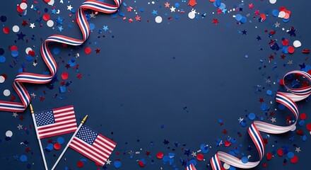 Fototapeta premium Celebrate labor day with patriotic cheer and american flags on a star spangled background