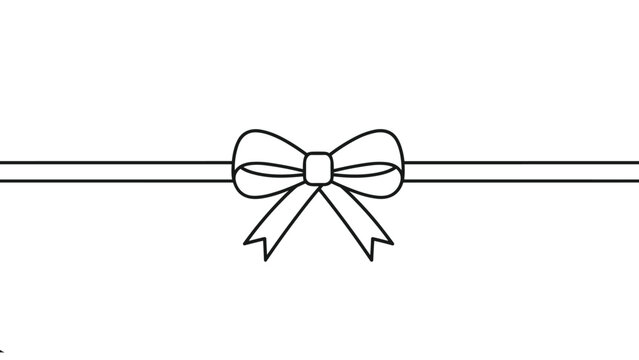 Decorative horizontal line element featuring a simple hand-drawn ribbon bow tied in the exact center position.