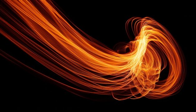 fire trail isolated on black background