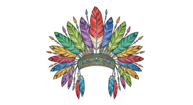 Colorful Native American Headdress with Feathers.