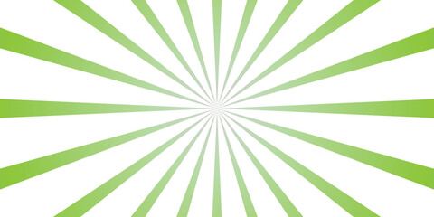 Obraz premium Vibrant green sunburst radiating lines with a smooth gradient effect from the center outwards on a clean white background, perfect for energetic or positive design themes
