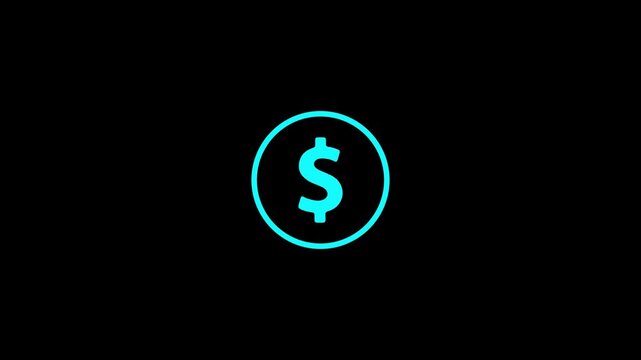 Animated Dollar Sign in Circle on Black Background for Finance and Business Concepts finance business symbol