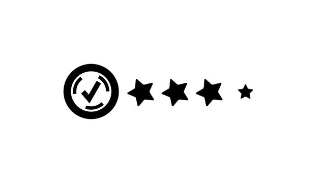 Black Verified Checkmark Symbol with Star on White Background Assurance Approved Sign check mark tick