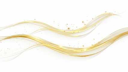 Abstract golden waves with delicate white lines and specks on a white background