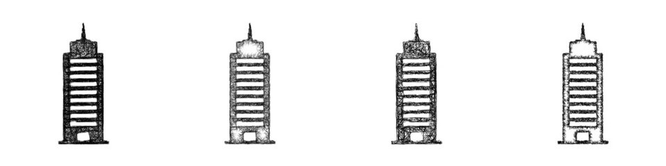 Sketch skyscraper icon design set © David Zydd