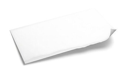 White torn paper sheet on white background isolated blank page template