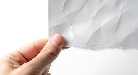 Hand holding blank paper for business presentation and message display