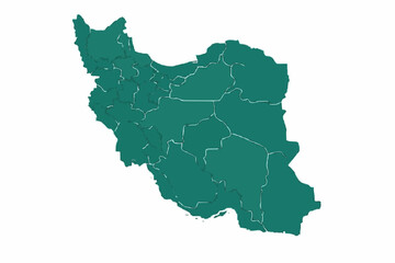 Obraz premium Iran Map Persian Green Vector Silhouette with Provincial Borders
