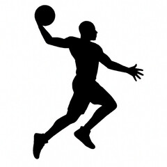 Dynamic Silhouette of Professional Basketball Player Jumping for Slam Dunk © MS
