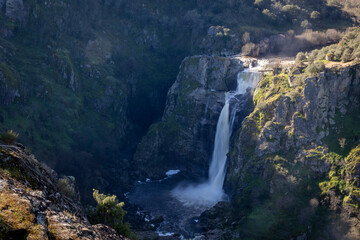 Scenic Waterfall in Natural Canyon Landscape