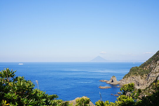 Stunning View of Mt. Kaimon from Cape Sata, Southernmost Point of Mainland Japan, Kagoshima - 日本 鹿児島 本土最南端 佐多岬から望む開聞岳と大隅半島